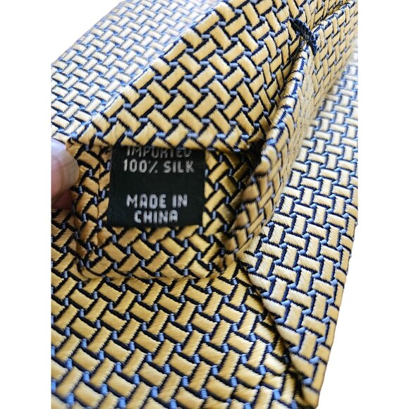 Jos A Bank Signature Collection Silk Tie Gold & Blue Geometric Business Formall - Picture 2 of 6